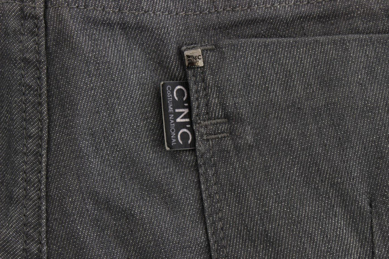 Gray Cotton Blend Slim Fit Jeans