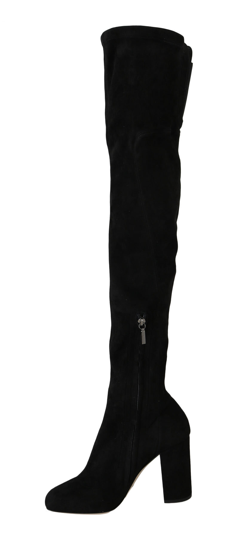 Black Solid Suede Over Knee Boots