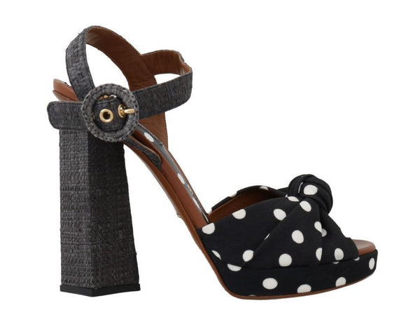 Black Straw Ankle Strap Sandals