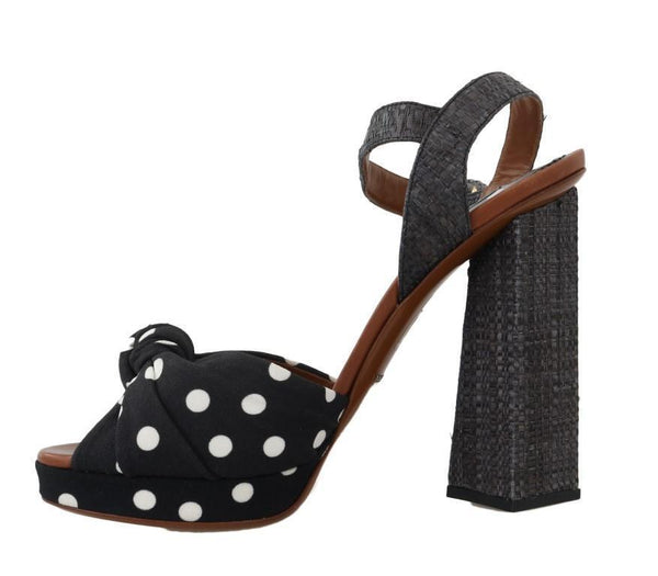 Black Straw Ankle Strap Sandals