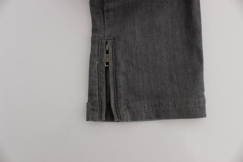 Gray Cotton Blend Slim Fit Jeans