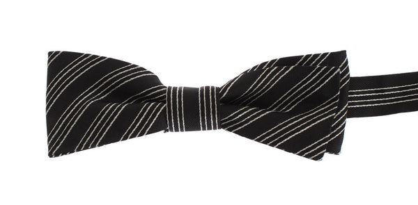 Blue White Striped Pattern Bow Tie