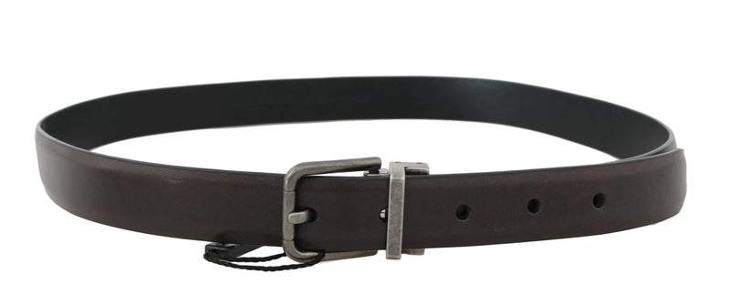 Brown Leather Gray Buckle Belt