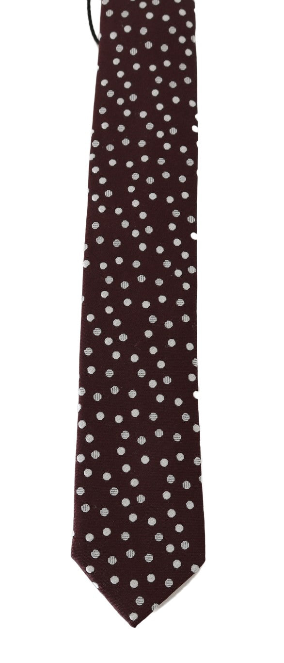 Brown Silk Polka Dot Print Slim