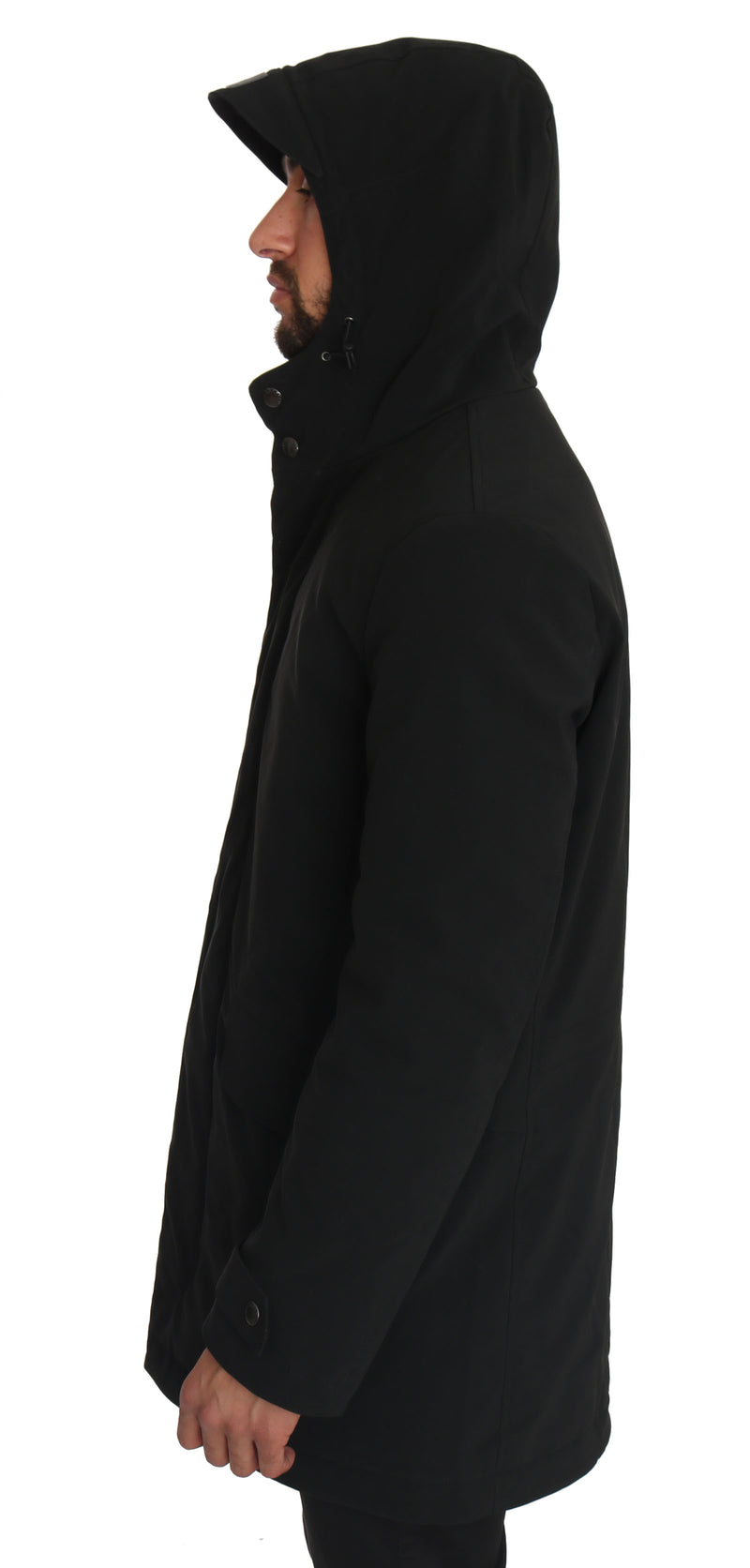 Solid Black Logo Hooded coat