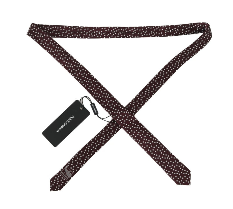 Brown Silk Polka Dot Print Slim