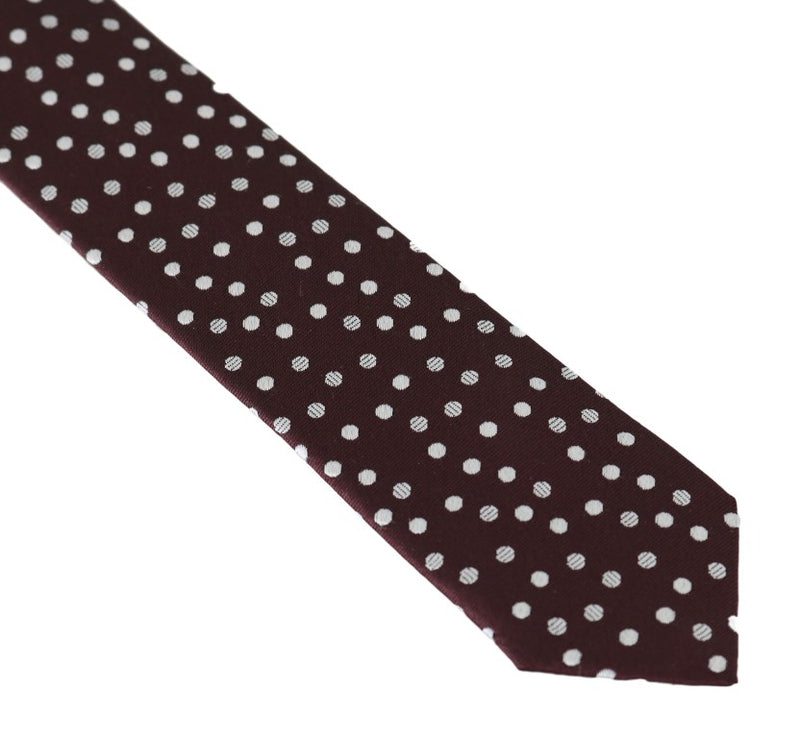 Brown Silk Polka Dot Print Slim