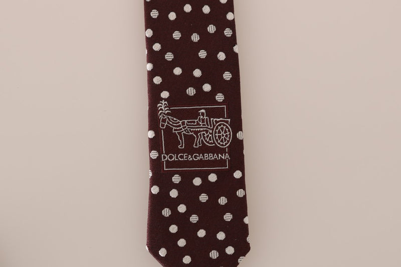 Brown Silk Polka Dot Print Slim