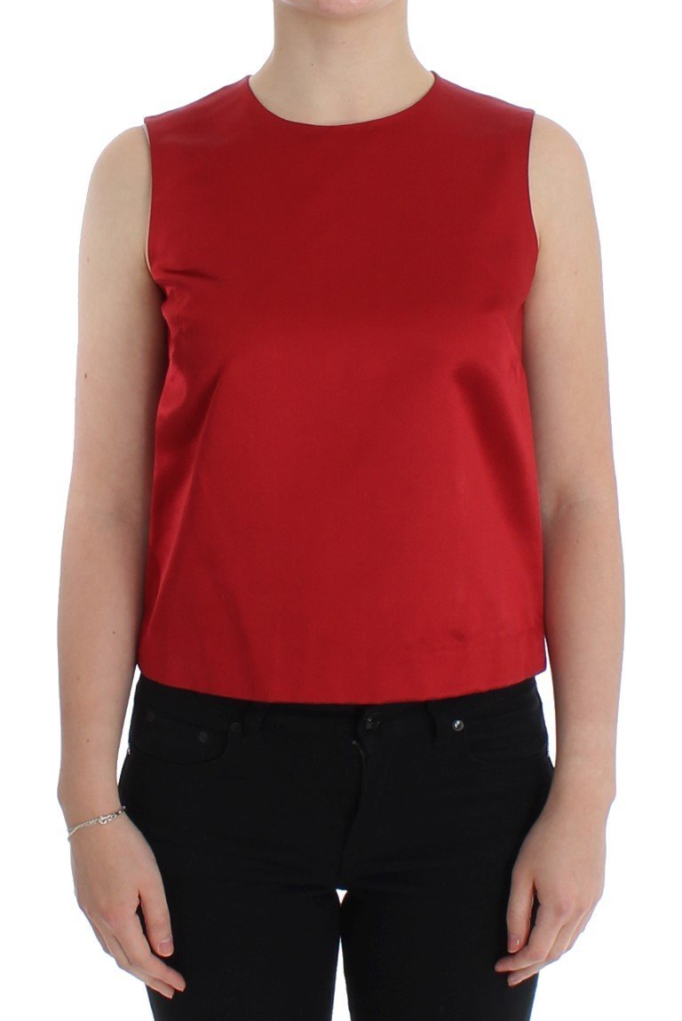 Red silk tank top