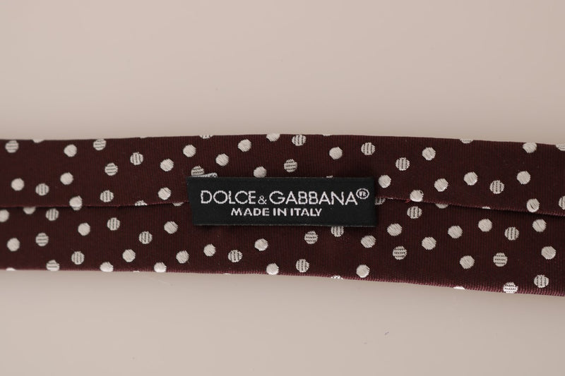 Brown Silk Polka Dot Print Slim