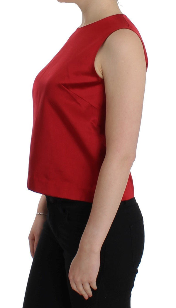 Red silk tank top