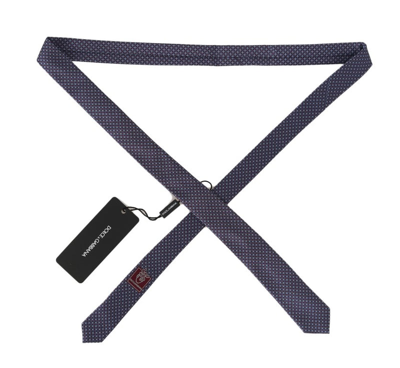 Bordeaux Silk Blue Pattern Slim Tie