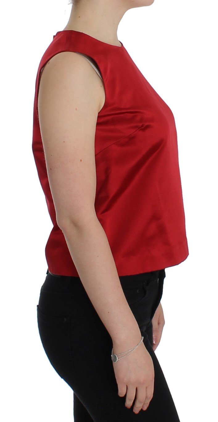 Red silk tank top