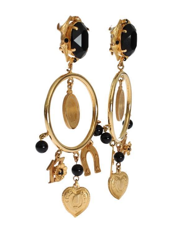 Gold Brass Sicily Charms Earrings