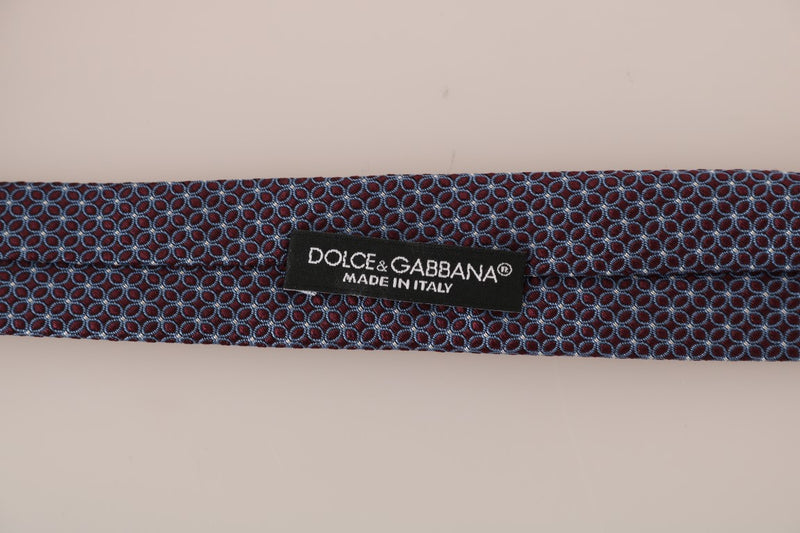 Bordeaux Silk Blue Pattern Slim Tie