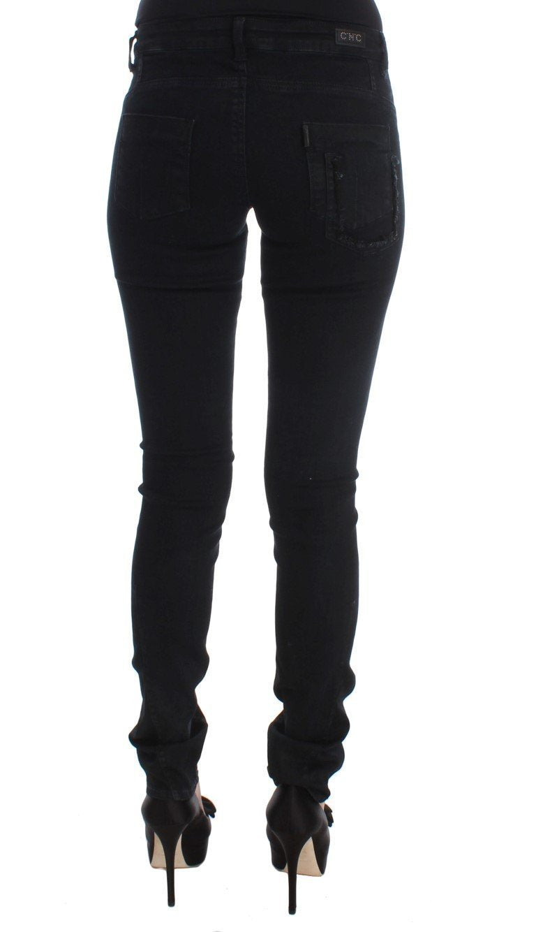 Black Cotton Slim Fit Denim Jeans