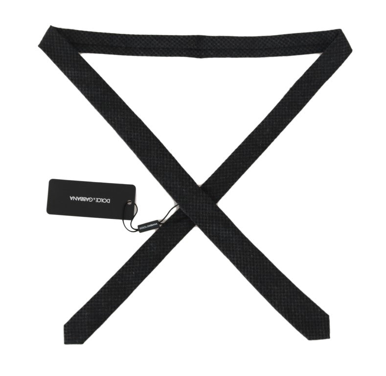 Gray Black Silk Woven Slim Tie