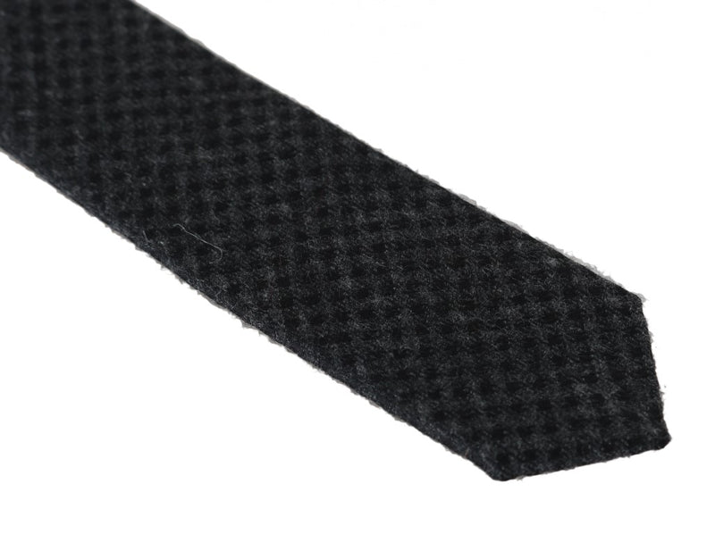Gray Black Silk Woven Slim Tie