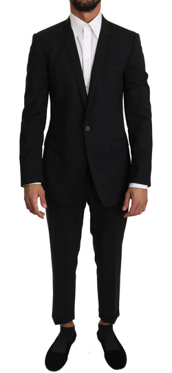 Black Wool Stretch GOLD 2 Piece Suit