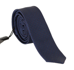Blue Silk Red Dotted Pattern Slim Tie