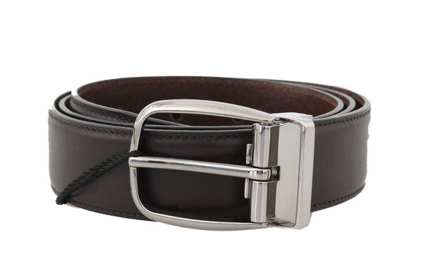 Brown Leather Silver Buckle Belt