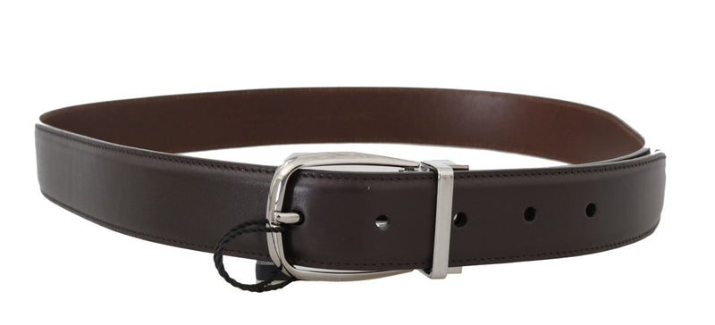 Brown Leather Silver Buckle Belt