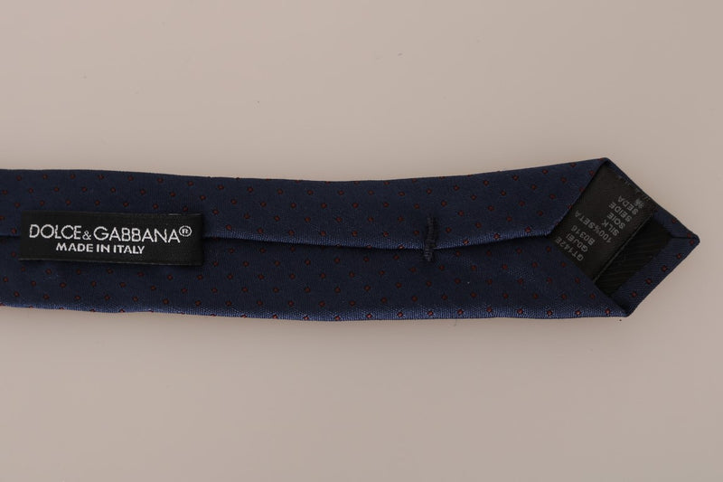 Blue Silk Red Dotted Pattern Slim Tie