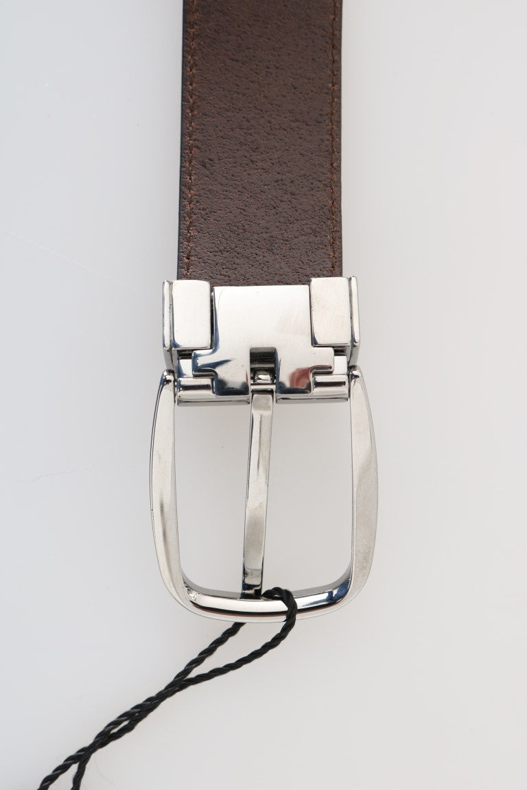 Brown Leather Silver Buckle Belt