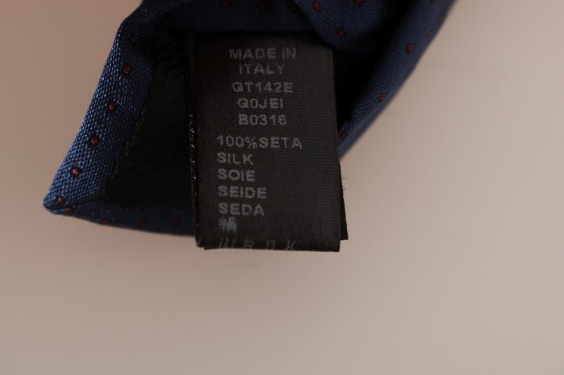 Blue Silk Red Dotted Pattern Slim Tie
