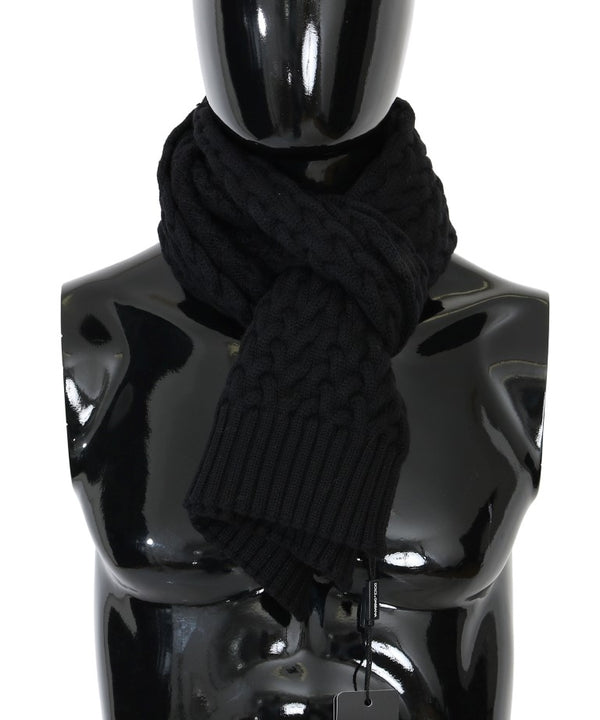 Black Wool Knitted Scarf