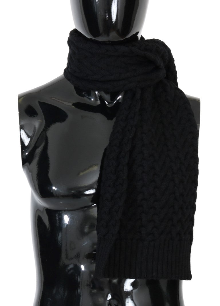 Black Wool Knitted Scarf