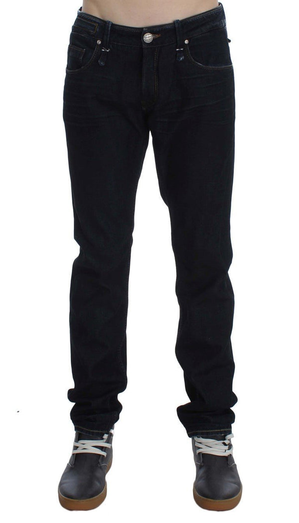 Dark Blue Cotton Slim Skinny Fit Jeans