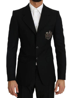 Black Wool Embroidered Blazer