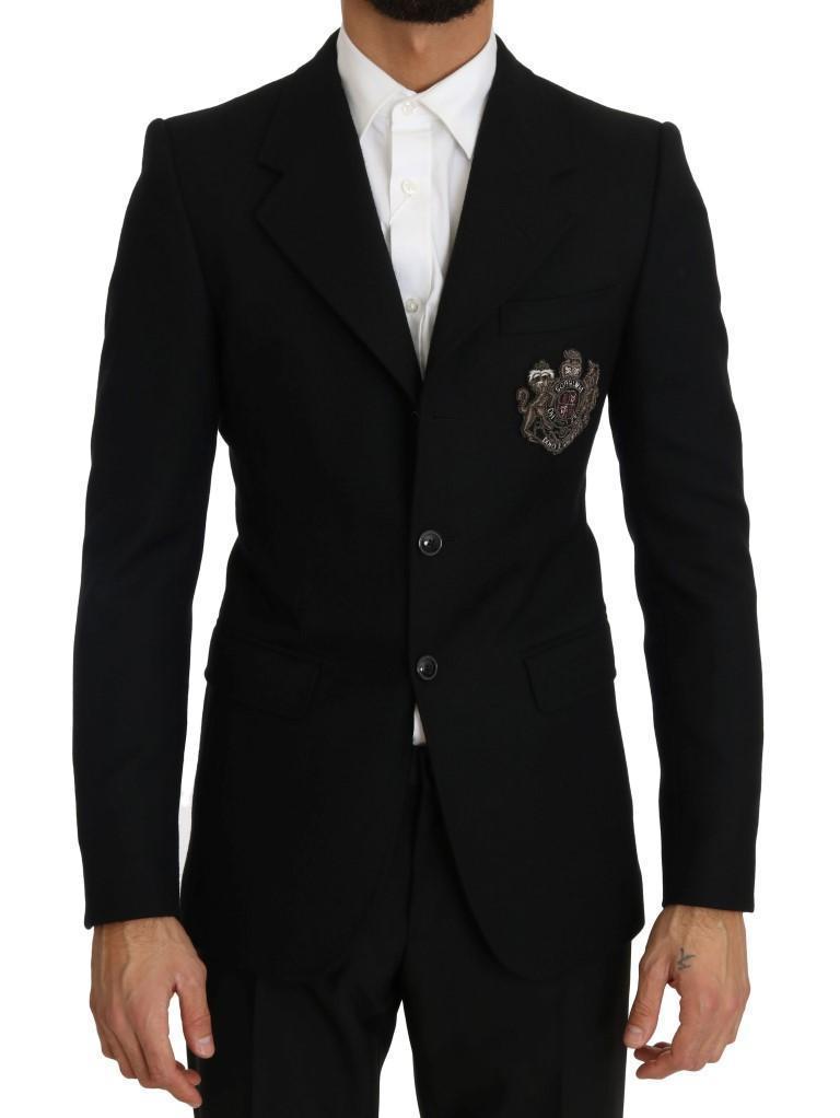 Black Wool Embroidered Blazer