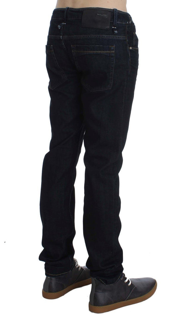 Dark Blue Cotton Slim Skinny Fit Jeans