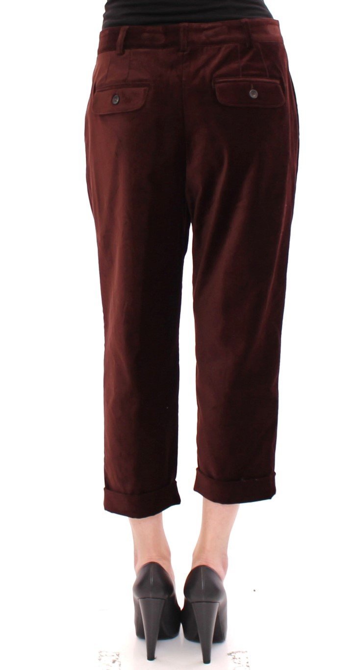 Brown Cotton Cropped Chinos Jeans Pants