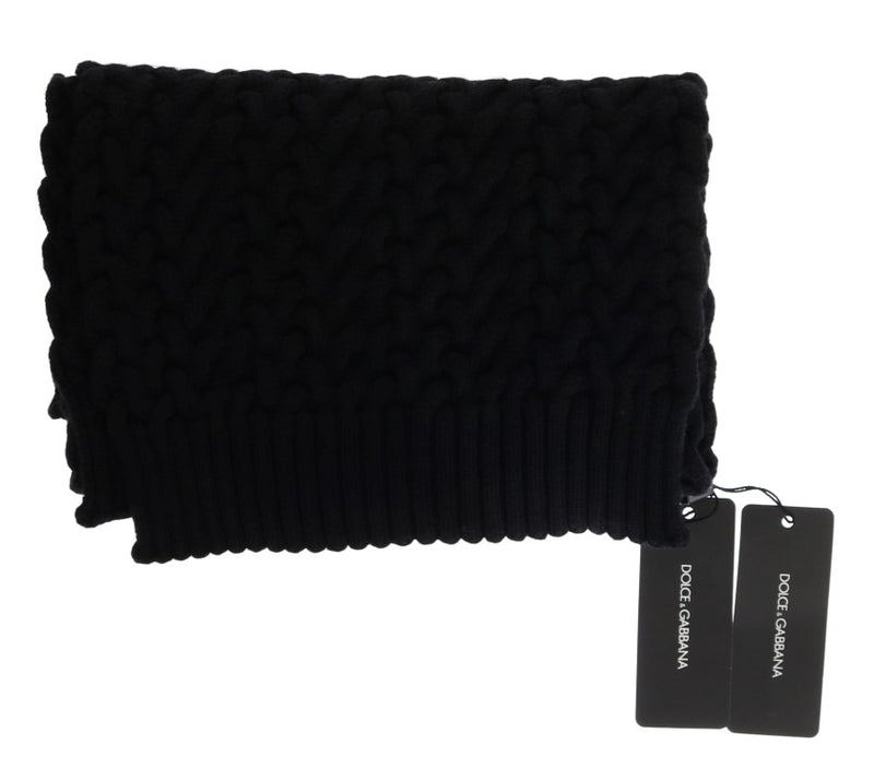 Black Wool Knitted Scarf
