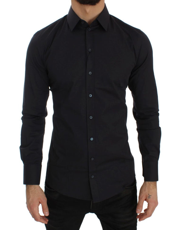 Blue Stretch SICILIA Slim Fit Dress Shirt
