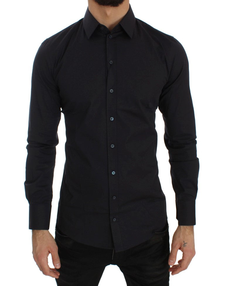 Blue Stretch SICILIA Slim Fit Dress Shirt