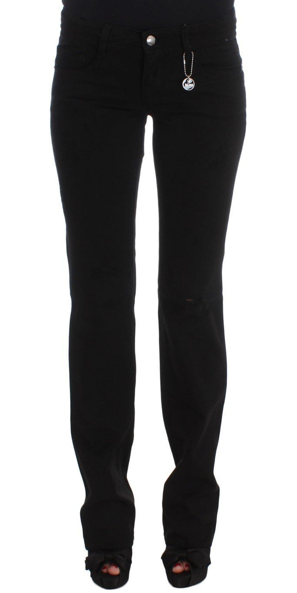 Black Cotton Slim Fit Bootcut Jeans