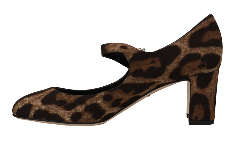 Brown Leopard Silk Raso Crystal Pumps