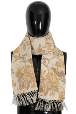 Beige Gold Jacquard Cotton Scarf