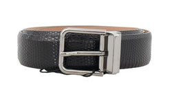 Gray Ostrich Leather Silver Buckle Belt