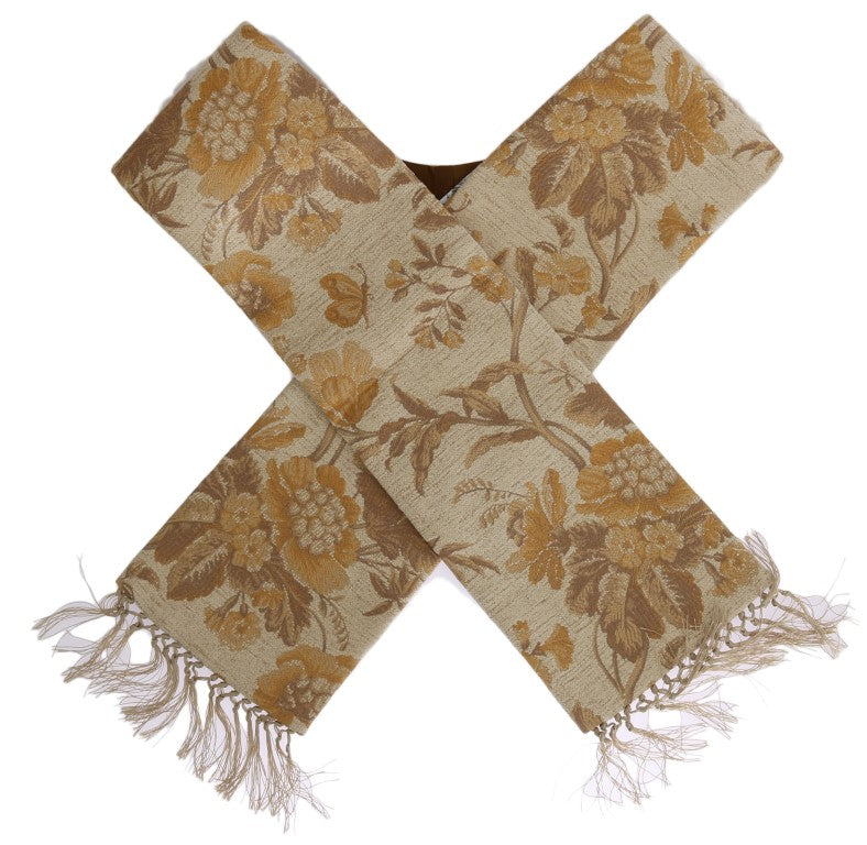 Beige Gold Jacquard Cotton Scarf