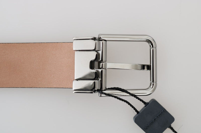 Gray Ostrich Leather Silver Buckle Belt