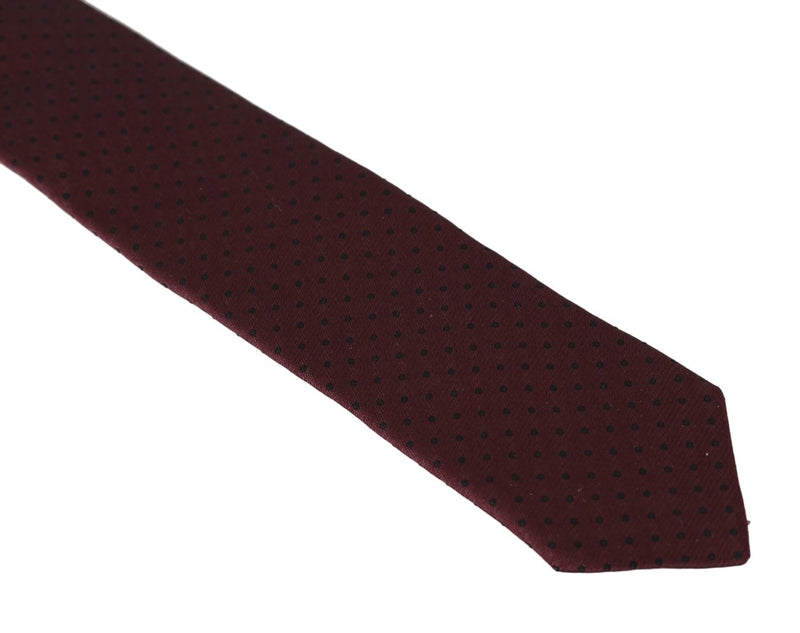Bordeaux Silk Polka Dot Pattern Slim Tie