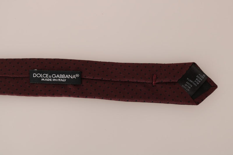 Bordeaux Silk Polka Dot Pattern Slim Tie
