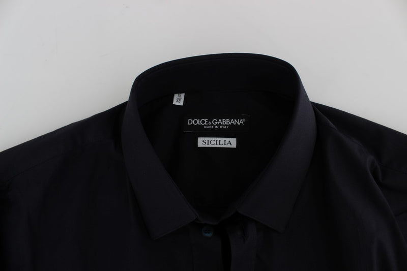 Blue Stretch SICILIA Slim Fit Dress Shirt