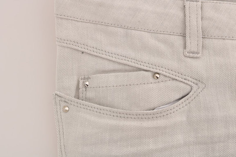 White Cotton Stretch Slim Jeans