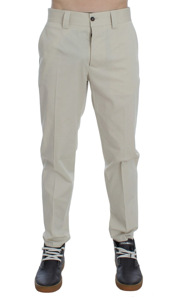 Beige Cotton Chinos Pants